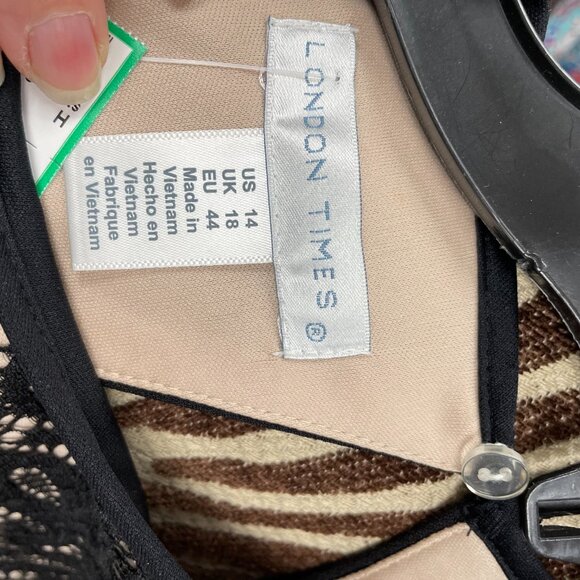 London Times Black Lace Dress Size 14 - Picture 2 of 4